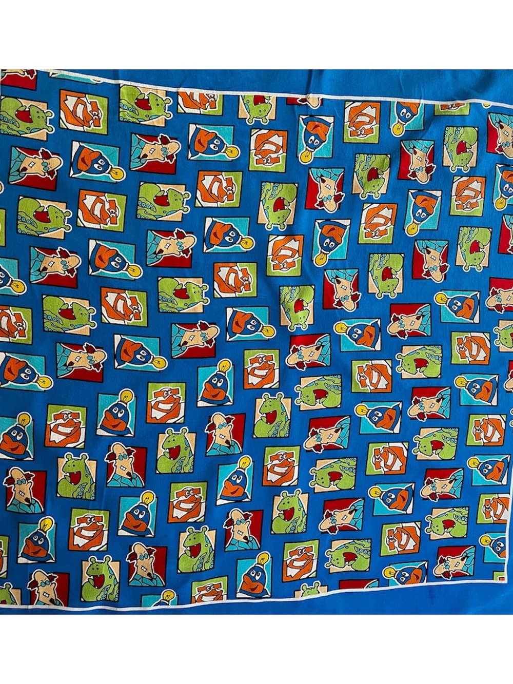 Whataburger Vintage Rare Whatateam Character Scarf Cartoon Print Blue Merch Silk